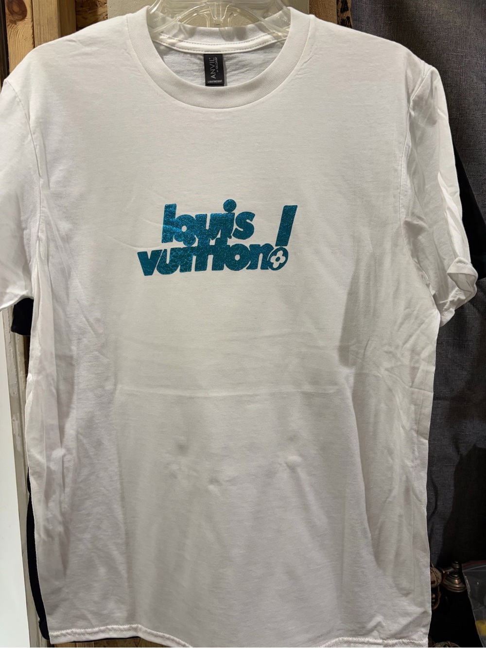White Short Sleeve Tee with Teal Logo